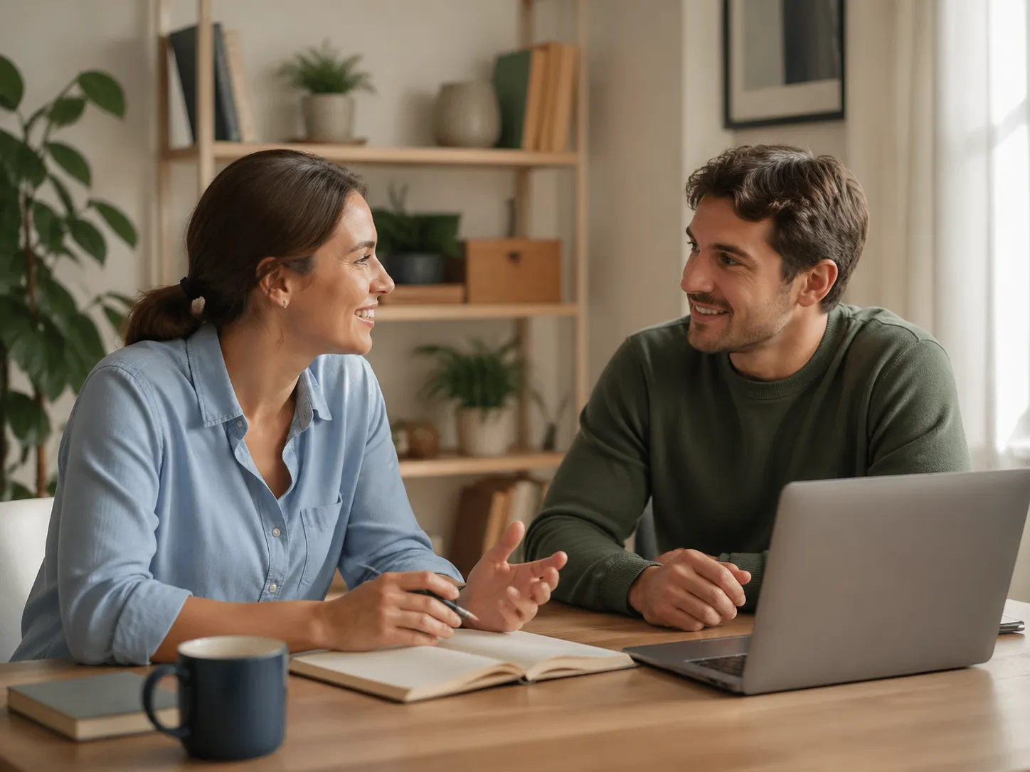 Duas pessoas conversando durante uma aula de inglês.